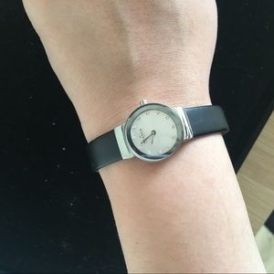 ORIGINAL SKAGEN  black leather watch